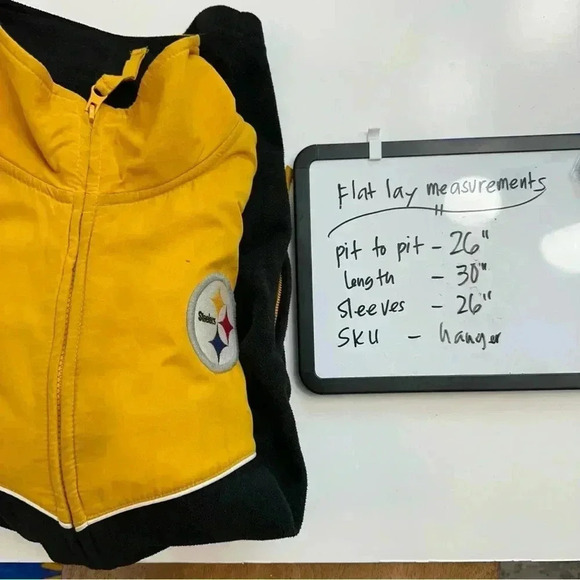 Pittsburgh Steelers Windbreaker Zip Up‎ Fleece Lining Mens Size Large Two Tone - Picture 16 of 16
